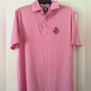 FJ FootJoy Mens Pink Floral Golf Polo Shirt Fort Lauderdale CC  Size S